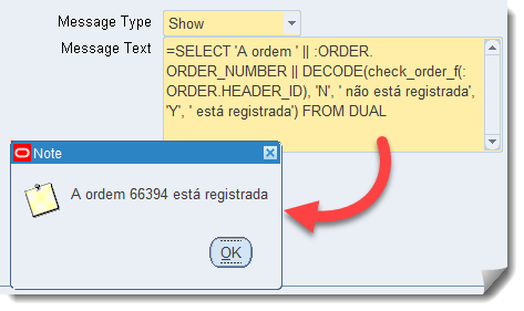 função de banco no Form Personalization - message decode
